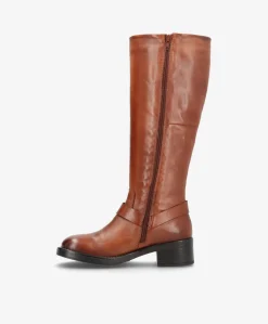 TYLER Brun - Lang biker støvle - læder