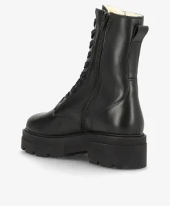 VALERIA LACE - Sort læder - Snørestøvle Dame - 100% Uldfoer