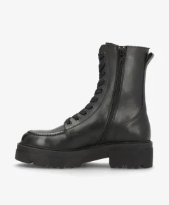 VALLEY - Sort læder - Snørestøvle Dame