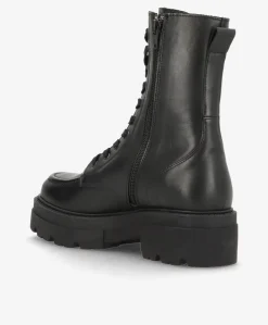 VALLEY - Sort læder - Snørestøvle Dame