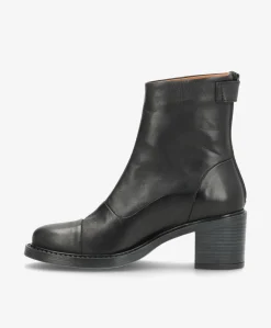 VICTORIA Sort - Ankel støvle med hæl - læder