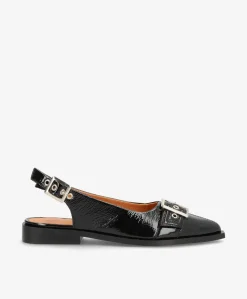 WANT - Slingback - Sort lak læder